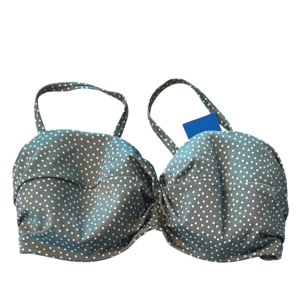 H&M Polka Dot Underwire Bikini Swimsuit Top 36E Green White NWT summer‎ beach